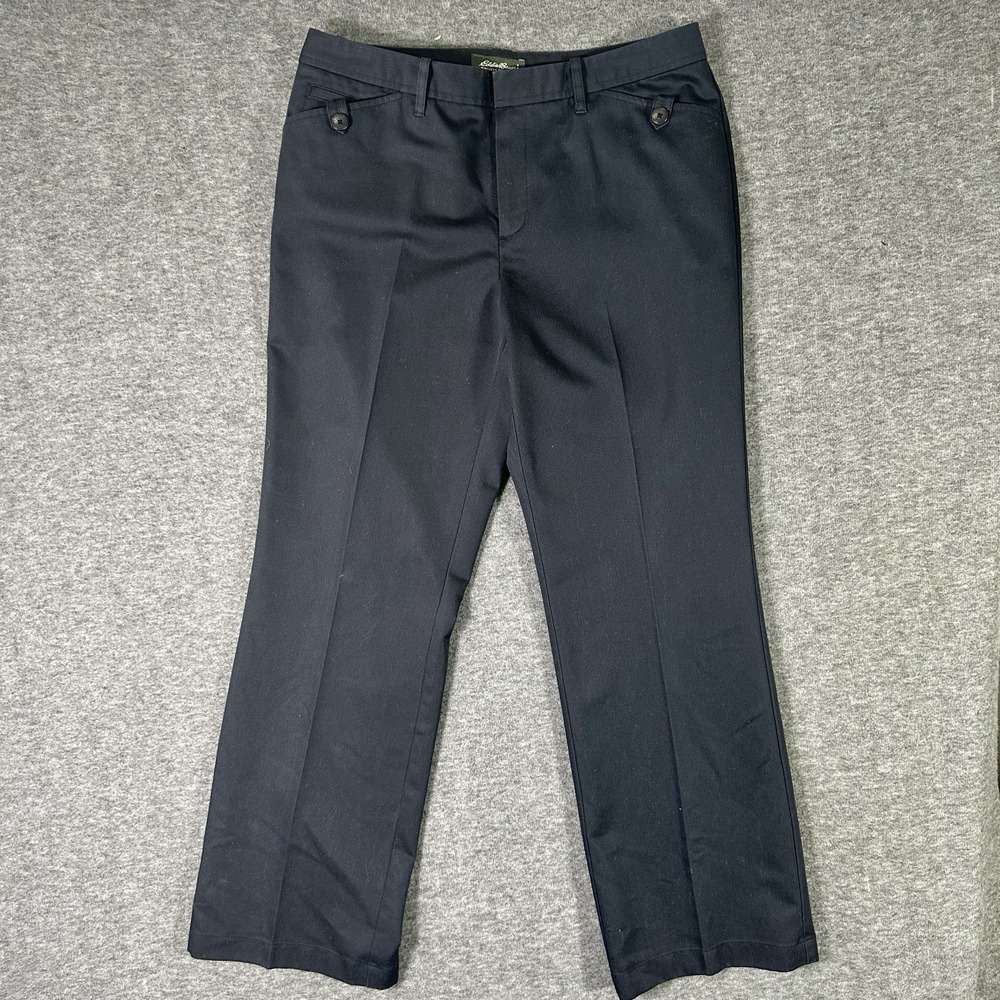 Eddie Bauer Women's Dress Pants Size 12 Black Flat‎ Front Wrinkle Resistant